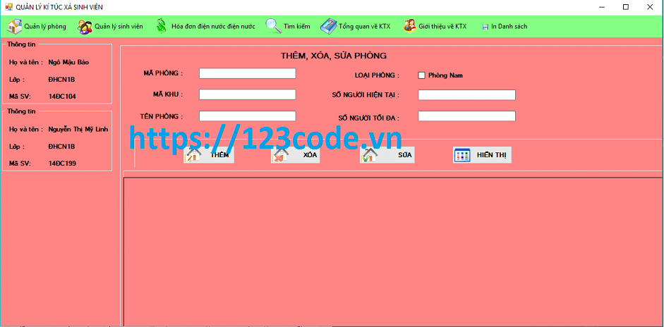 Code phần mềm quản lý ký túc xá sinh viên c# có báo cáo kèm theo