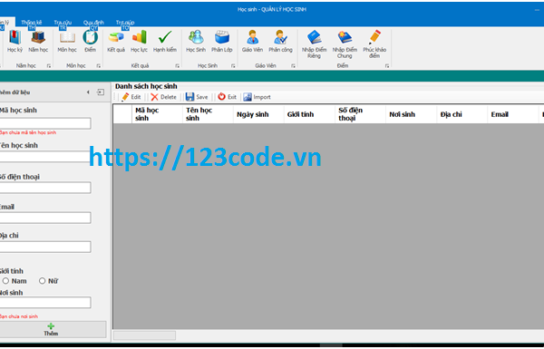 Tải source code quản lý học sinh c#