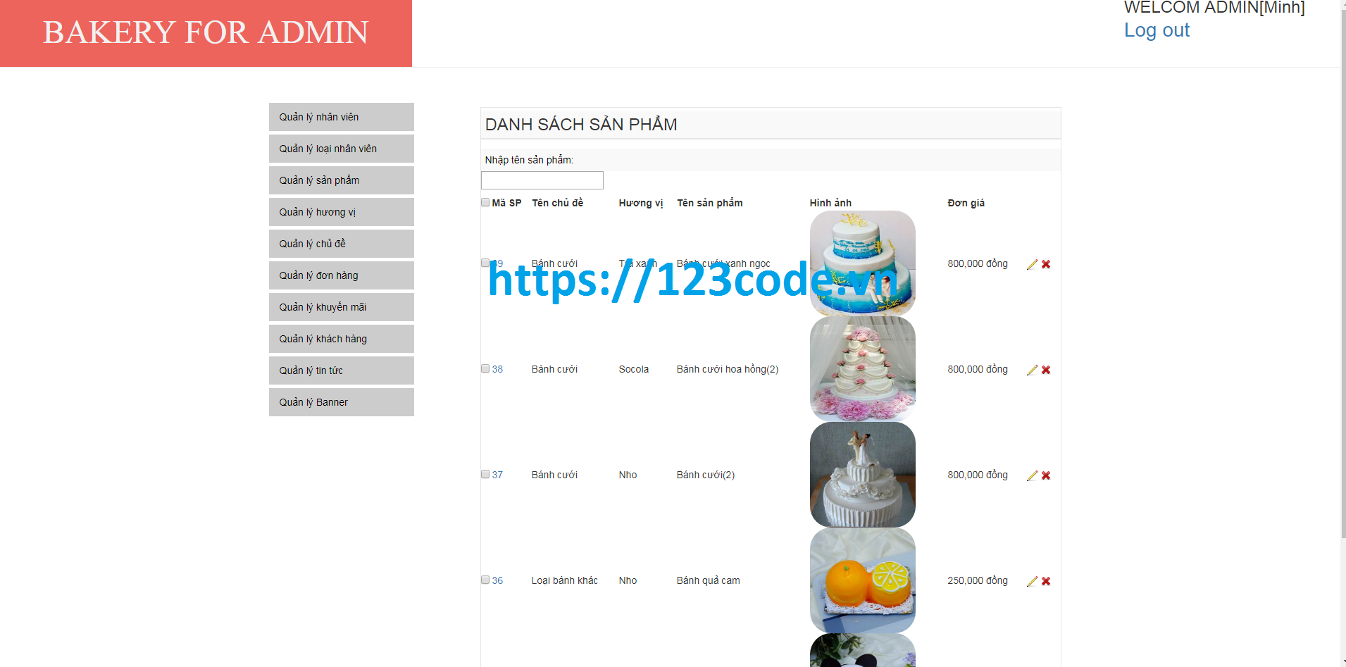 Source code php website bán bánh kem có đầy đủ database