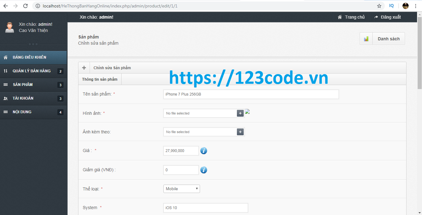 Tải source code website bán hàng php – Codeigniter Frameworks 1