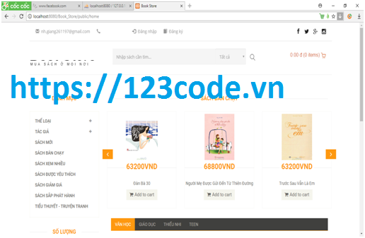 Tải source code website bán sách online php laravel có báo cáo