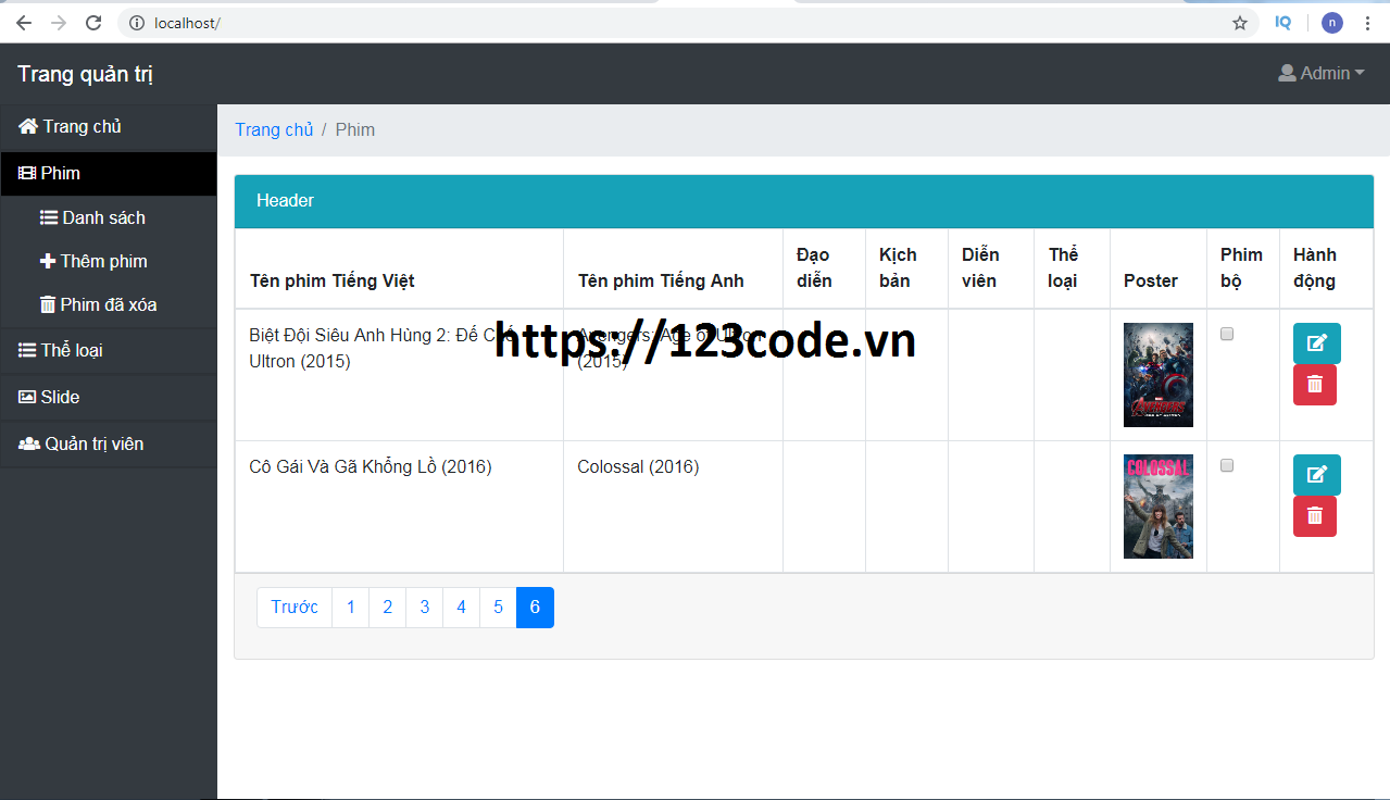 Code website xem phim php CodeIgniter Framework đầy đủ chức năng