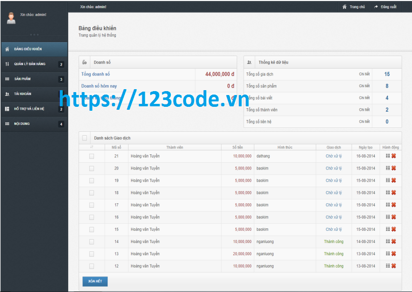 Source code kèm báo cáo website bán hàng php CodeIgniter Framework