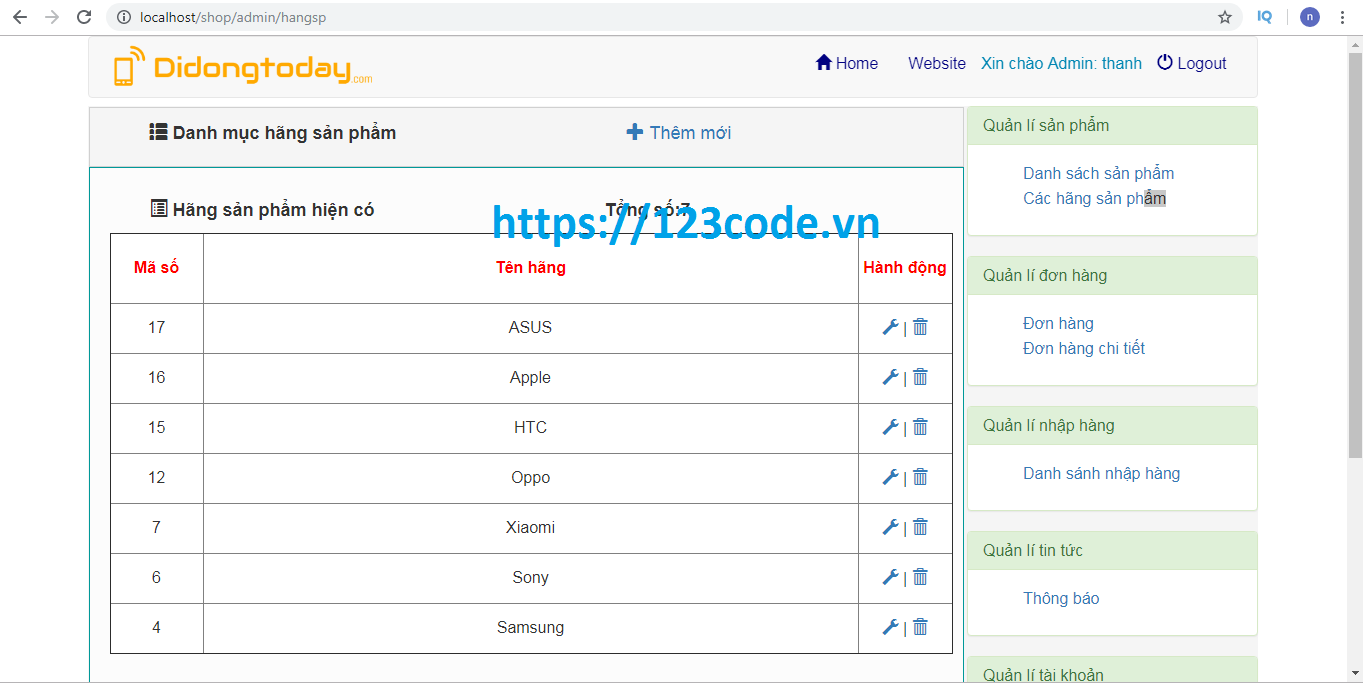 Source code shop bán hàng điện thoại php codeigniter đầy đủ code