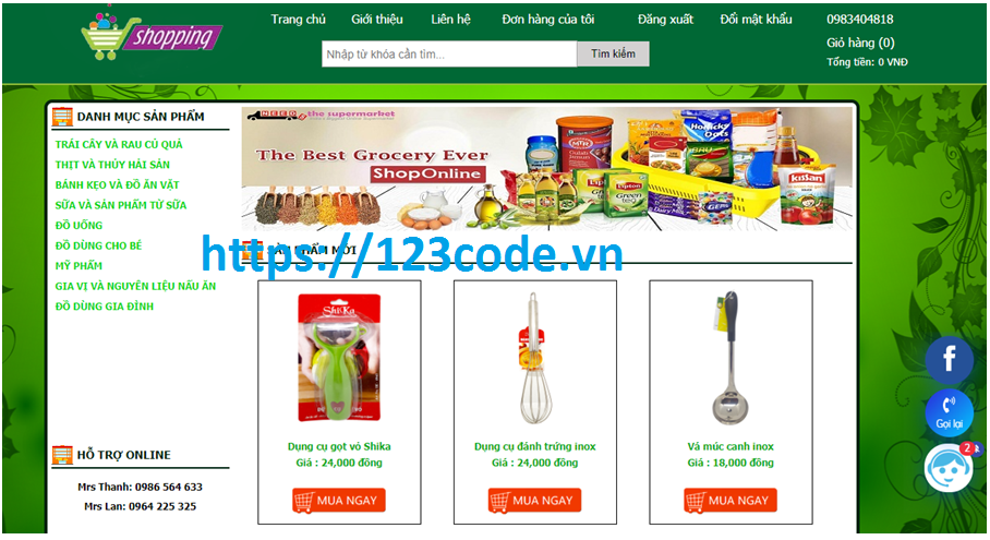Source code website bán hàng siêu thị asp.net full data và báo cáo ĐATN 