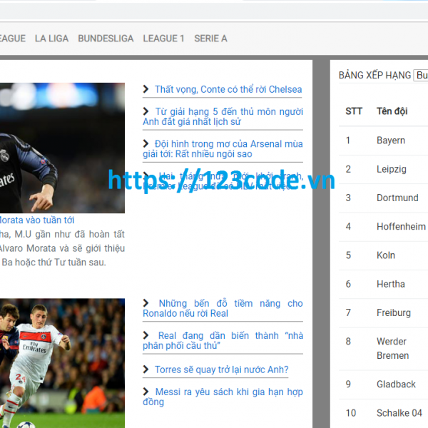 Tải code website tin tức bóng đá php CodeIgniter full code