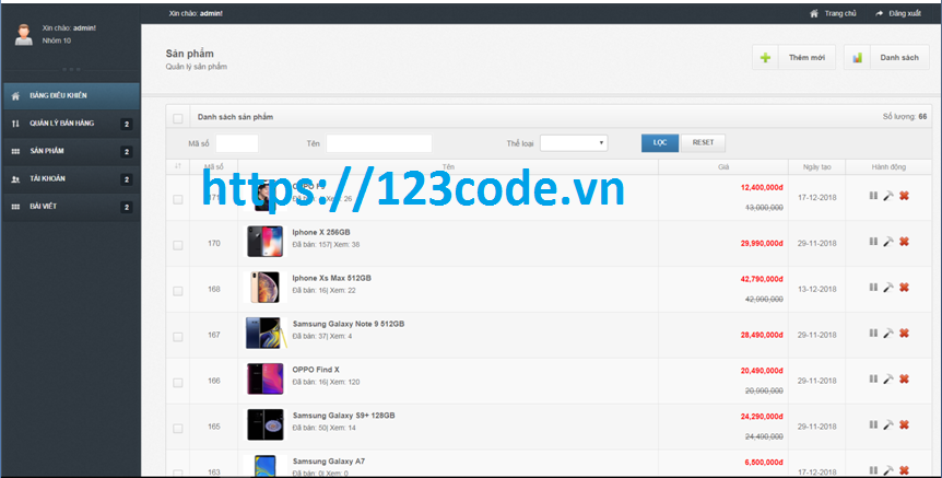 Đề tài quản lý bán hàng điện thoại php CodeIgniter Framework có báo cáo