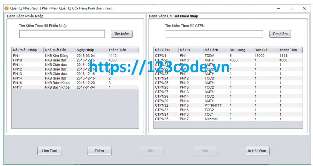 Chia sẻ source code quản lý cửa hàng sách java có báo cáo