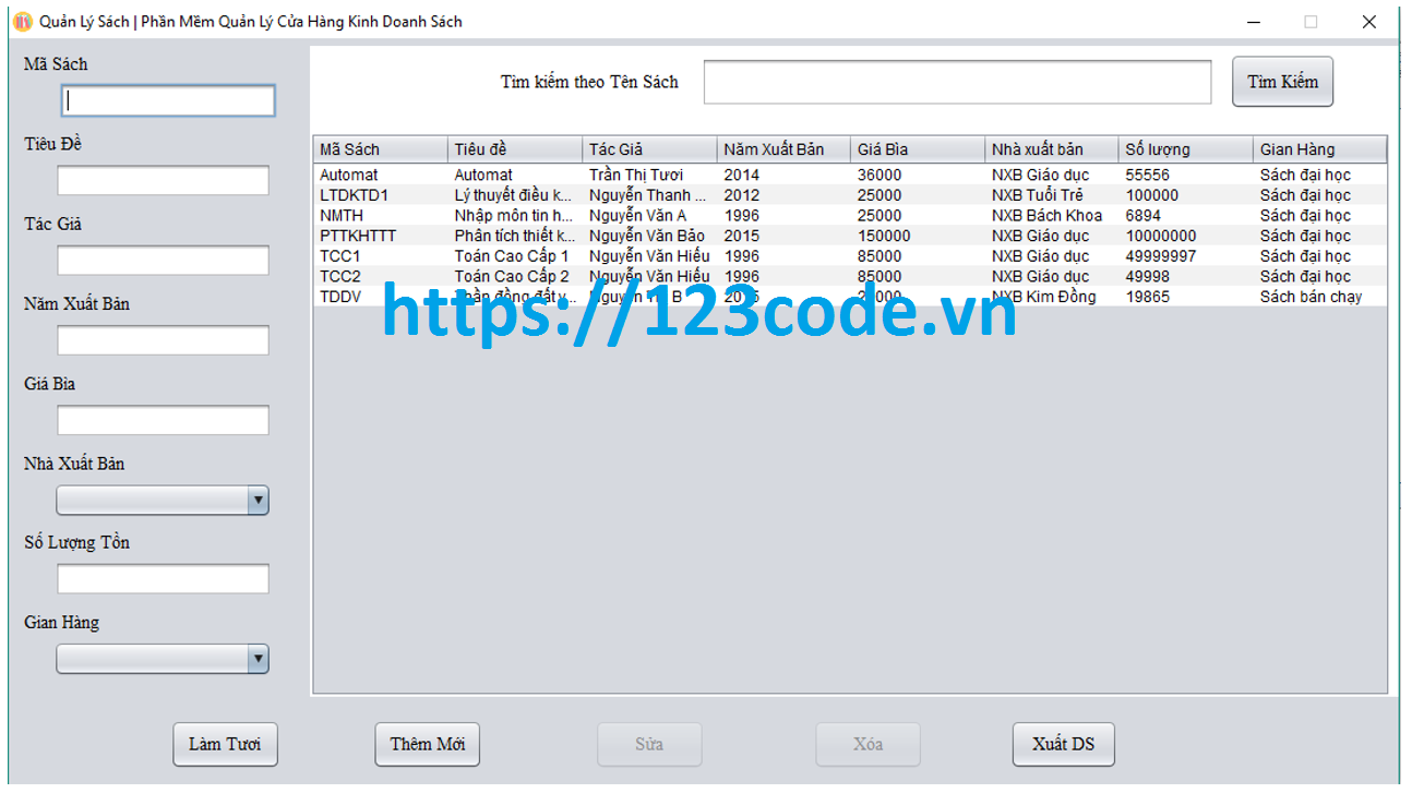 Chia sẻ source code quản lý cửa hàng sách java có báo cáo