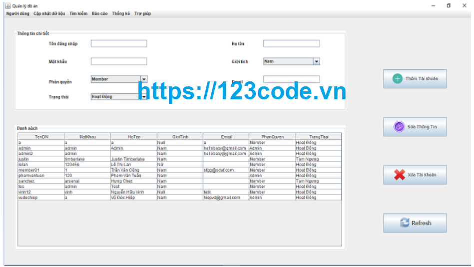 Source code đề tài quản lý đồ án java có báo cáo