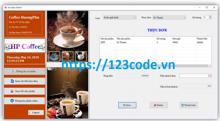 Code ứng dụng quản lý bán hàng cửa hàng coffee c#