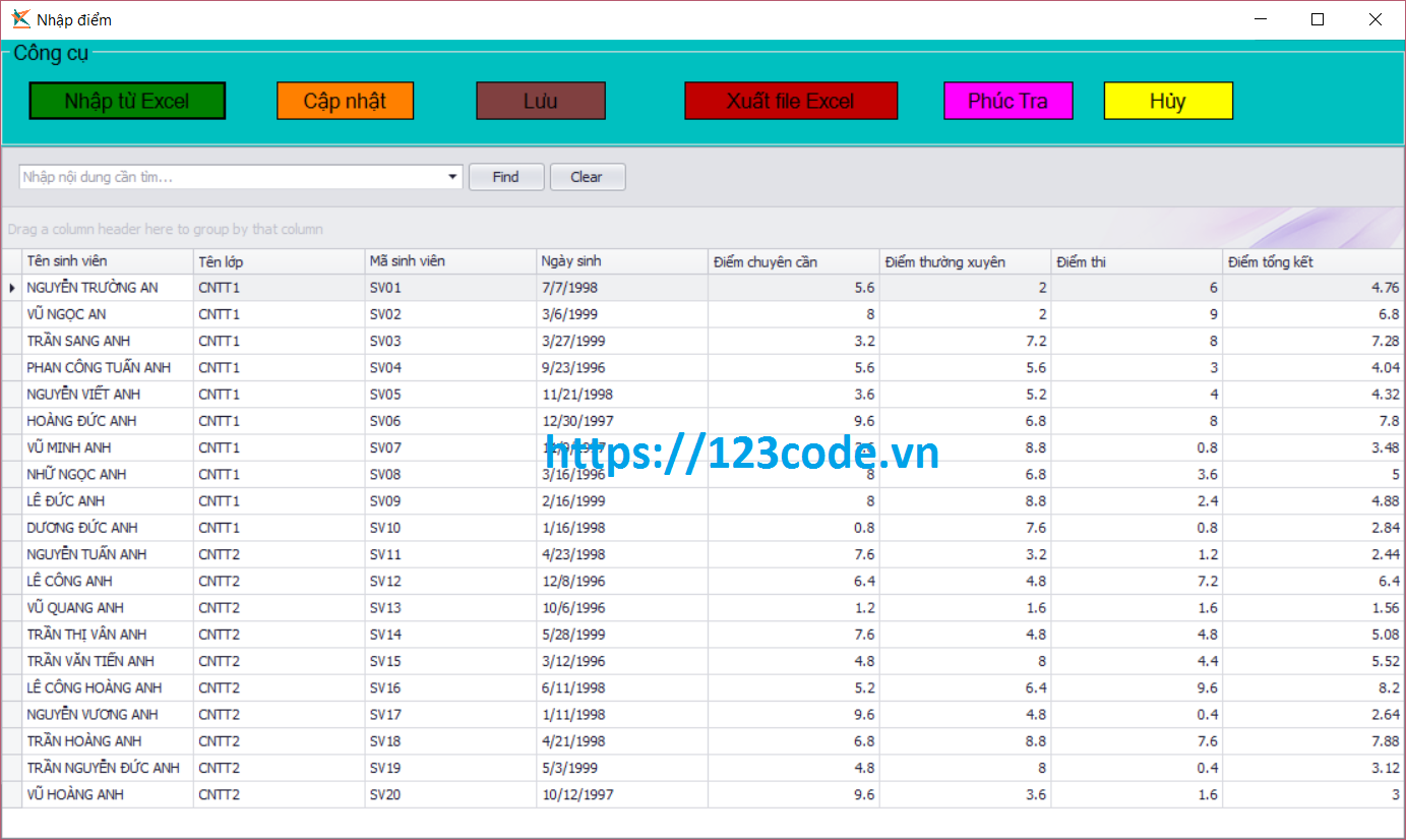 Code đồ án quản lý điểm sinh viên c# sql server có báo cáo