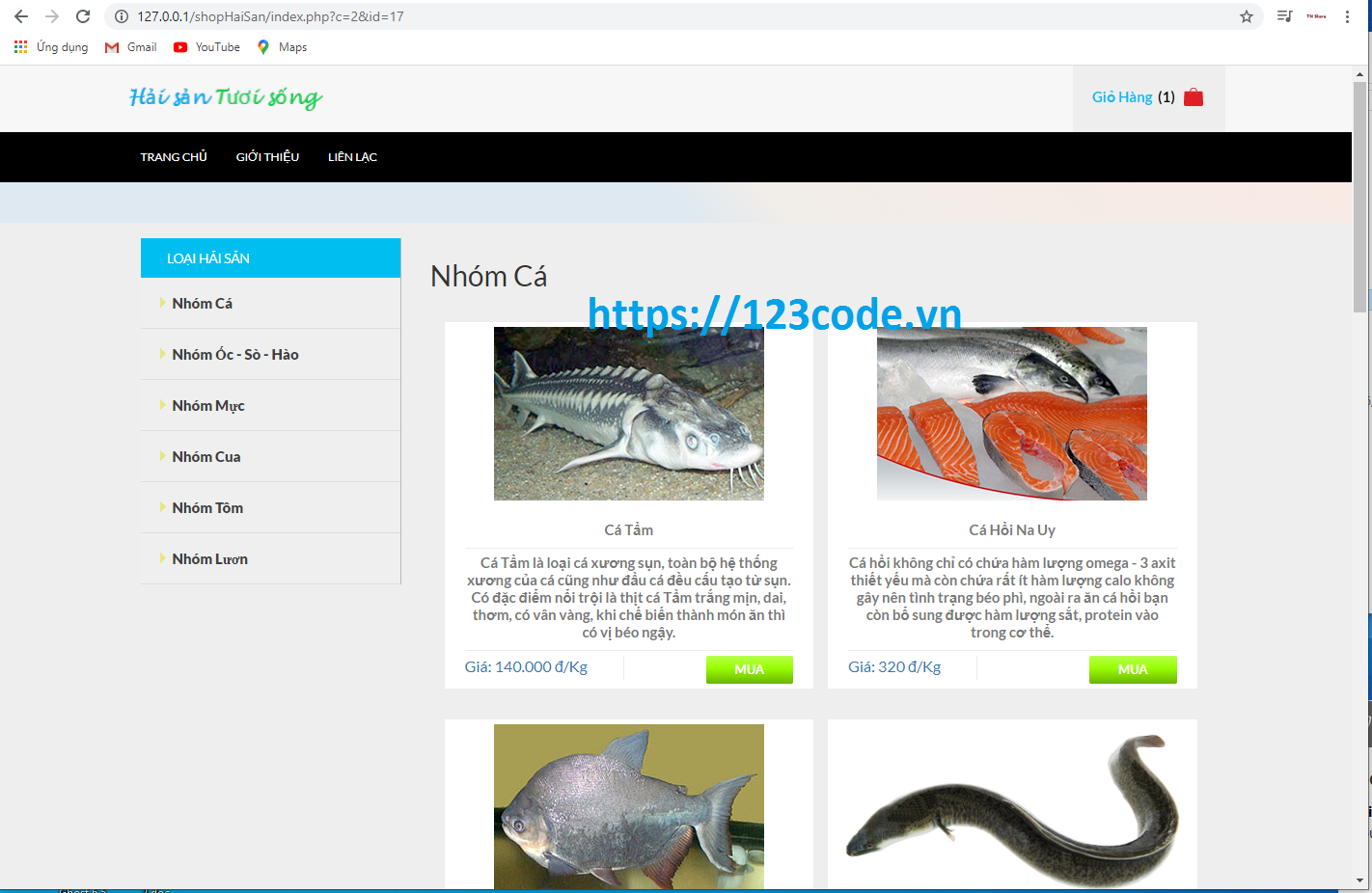 Tải source code website bán hải sản php thuần có hướng dẫn cài đặt
