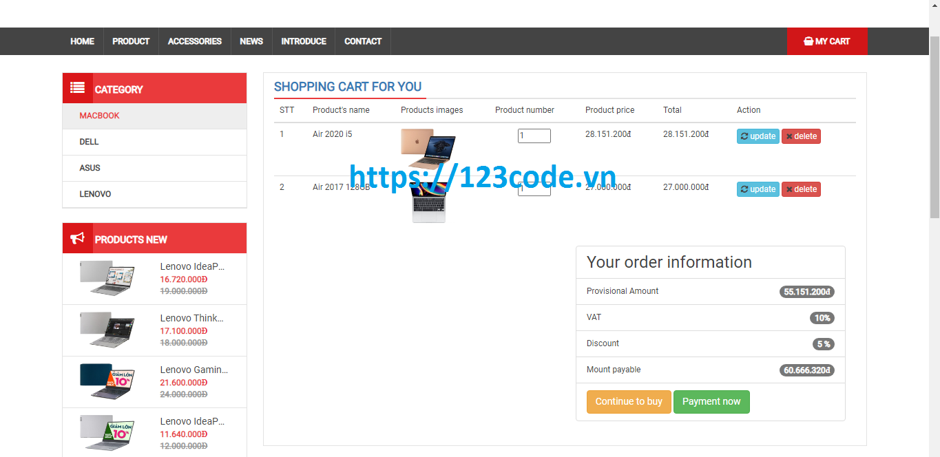 Code website bán hàng thương mại điện tử php thuần kèm báo cáo