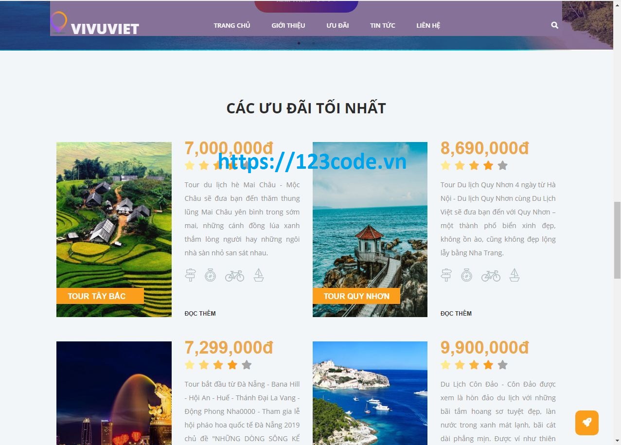 Code website giới thiệu tour du lịch HTML, CSS, Javascript tải miễn phí