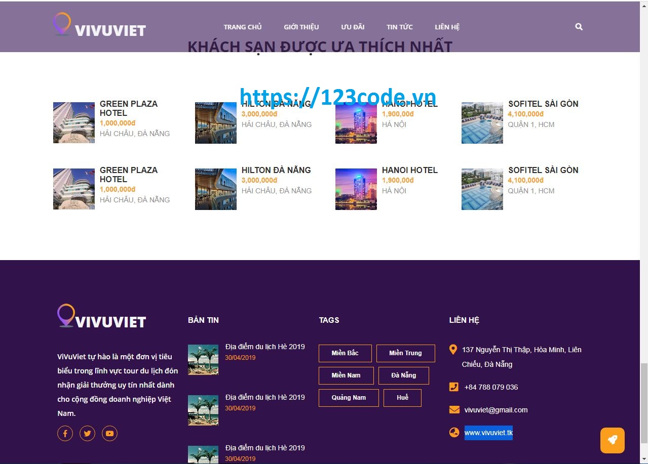 Code website giới thiệu tour du lịch HTML, CSS, Javascript tải miễn phí