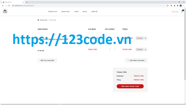 Souce code ASP .NET MVC 5 cho website bán hàng (bán đồ da)
