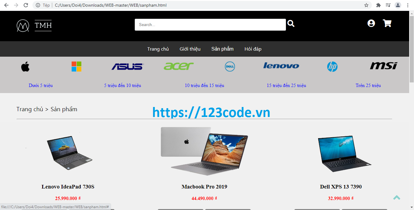 Html và css source code website bán máy tính