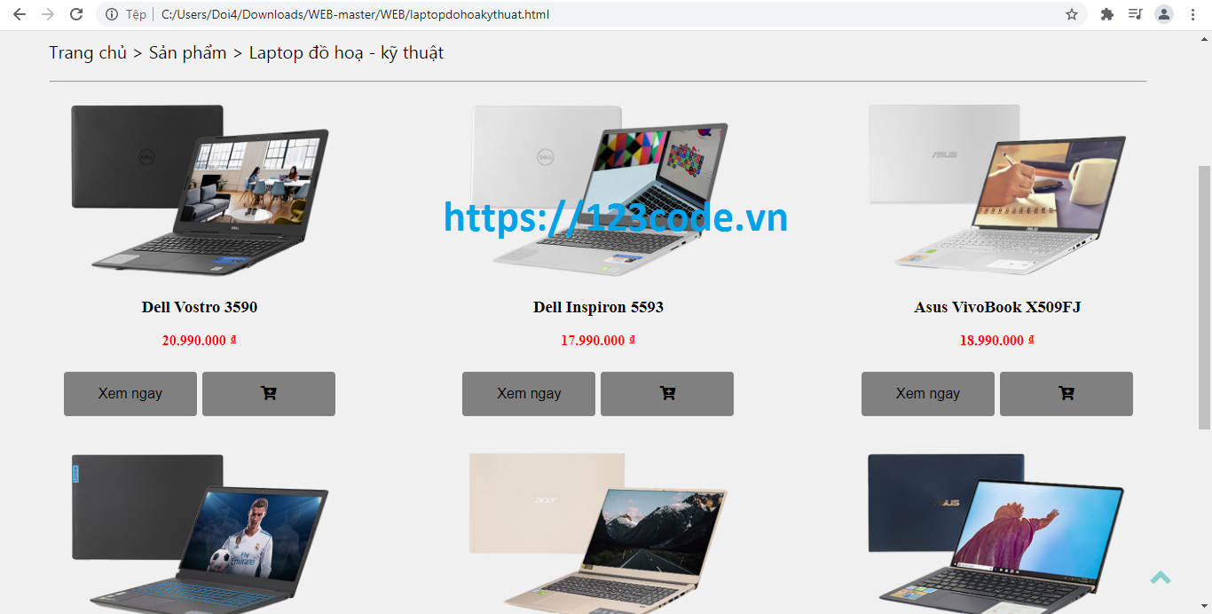 Share code website bán máy tính viết bằng html - css siêu đẹp