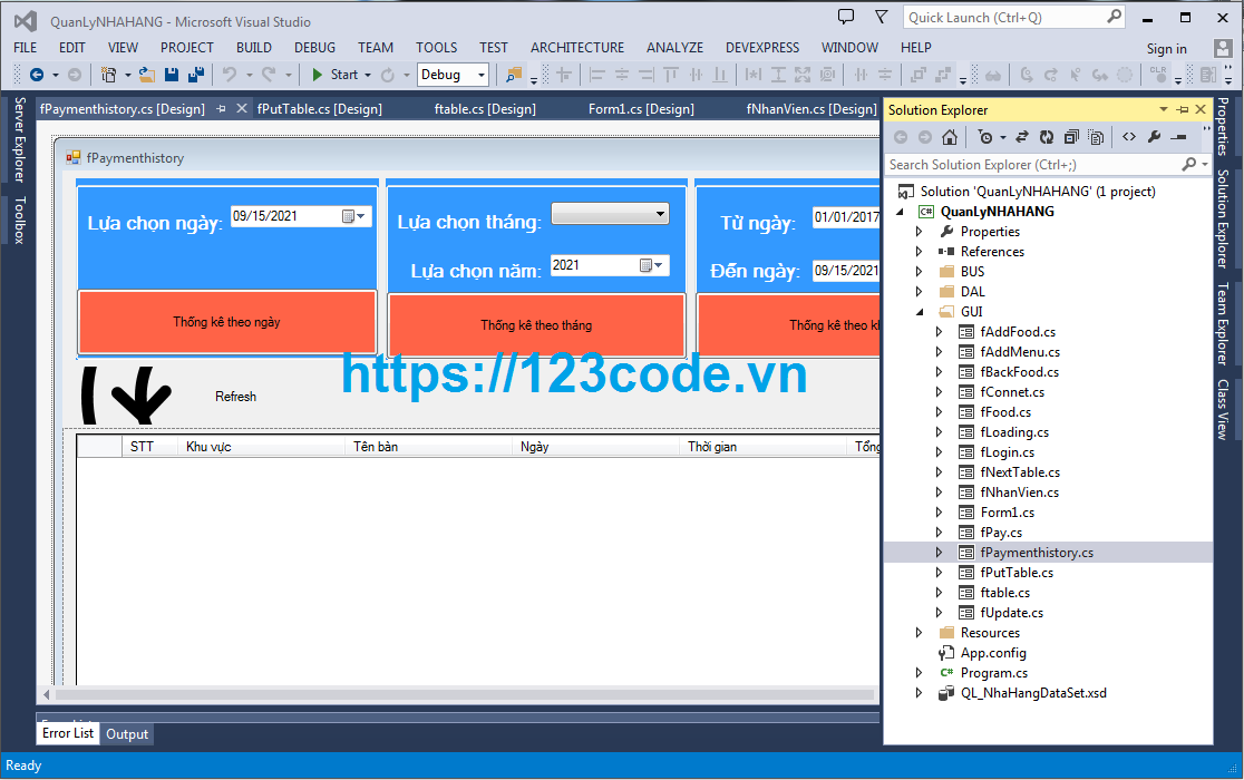 Share code đề tài lập trình windows phần mềm quản lý nhà hàng c# có báo cáo