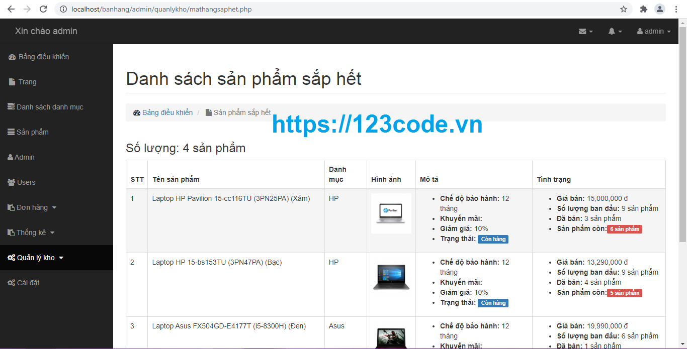 Share code website bán hàng thương mại điện tử php thuần có báo cáo