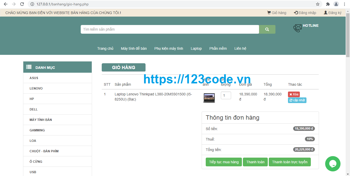 Share code website bán hàng thương mại điện tử php thuần có báo cáo