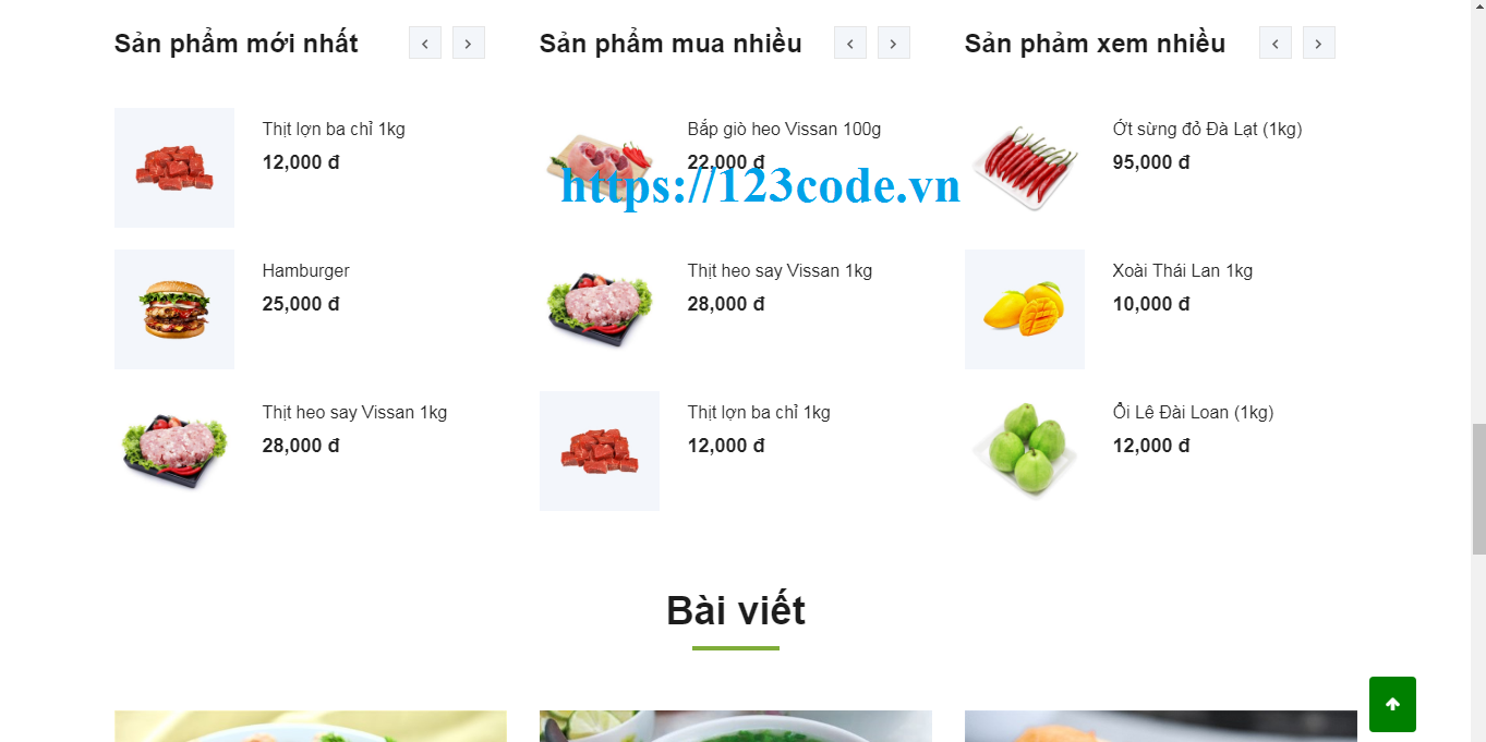 Share code website bán thực phẩm php - codeigniter