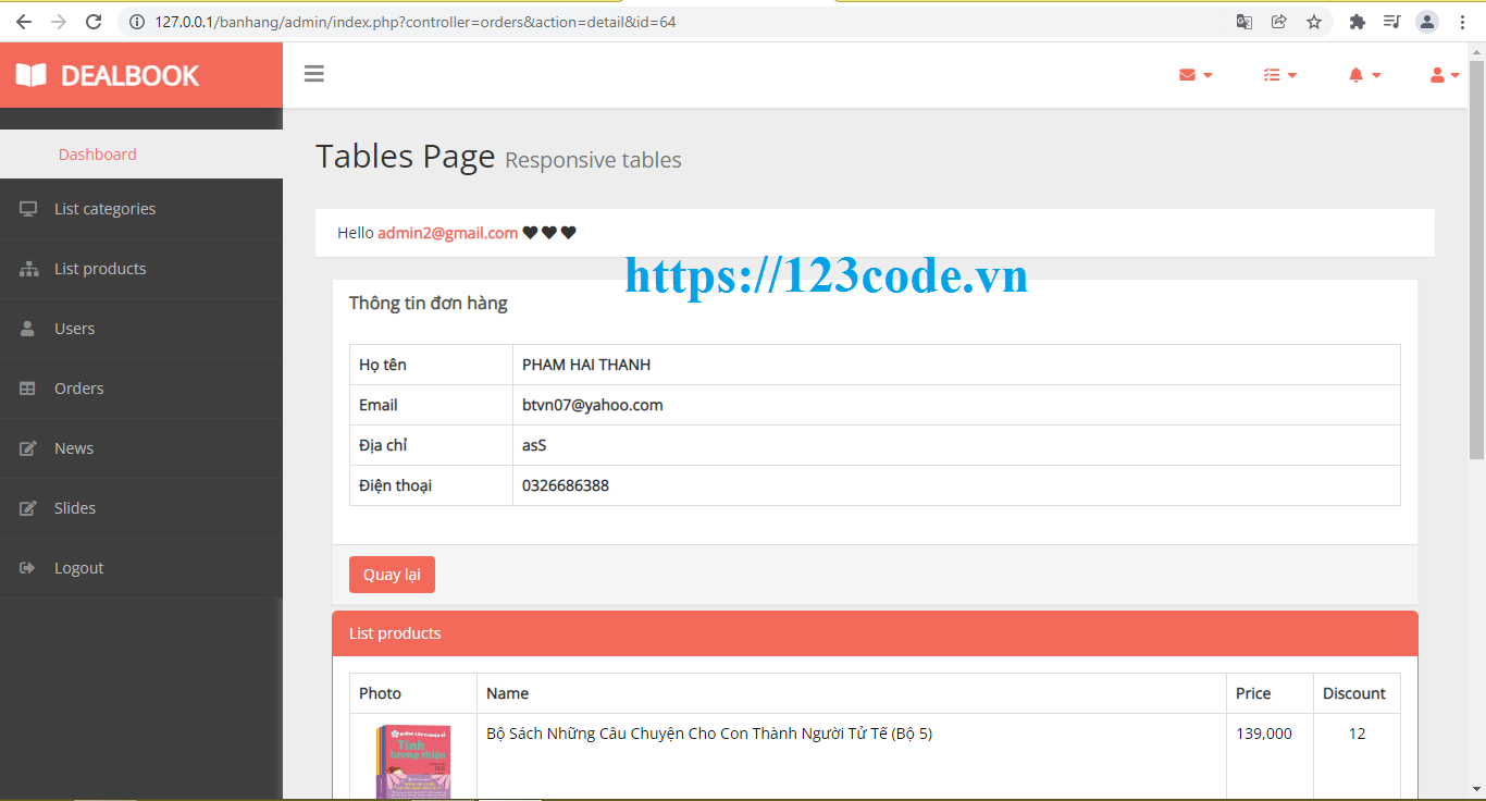 Code website bán sách online php thuần đầy đủ chức năng