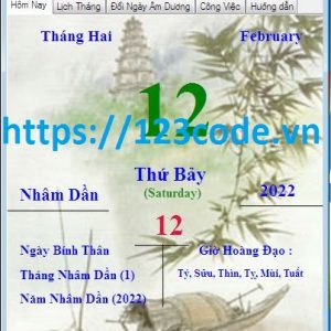 Code lịch việt vb.net tải miễn phí tại 123code.vn