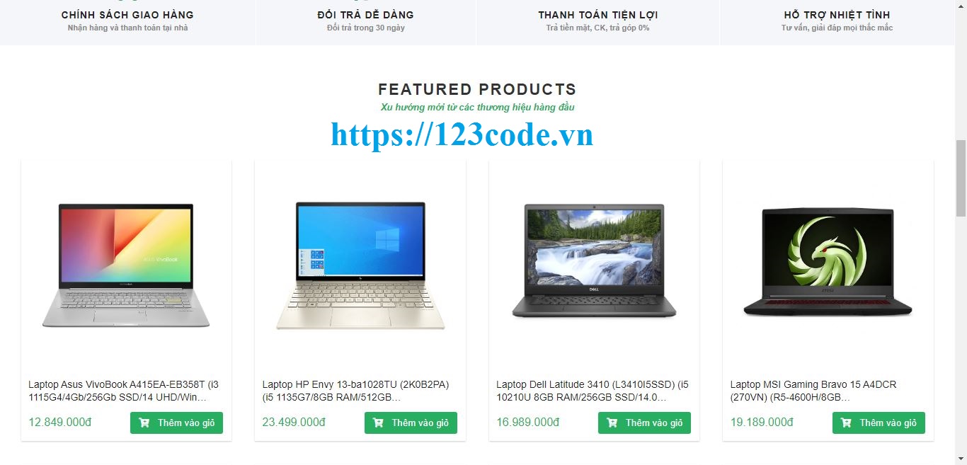 Code trang web bán hàng html - css tải miễn phí tại 123code.vn
