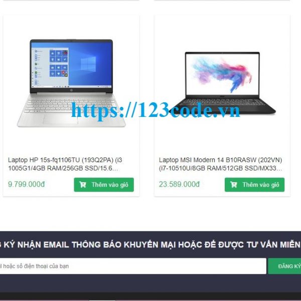 Code trang web bán hàng html - css tải miễn phí tại 123code.vn