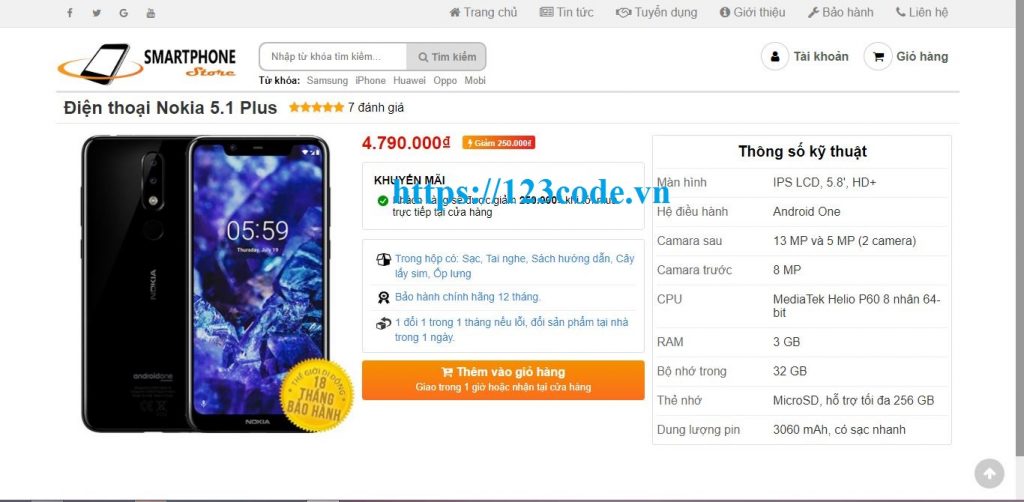 Code web bán hàng điện thoại di động html - css giao diện siêu đẹp