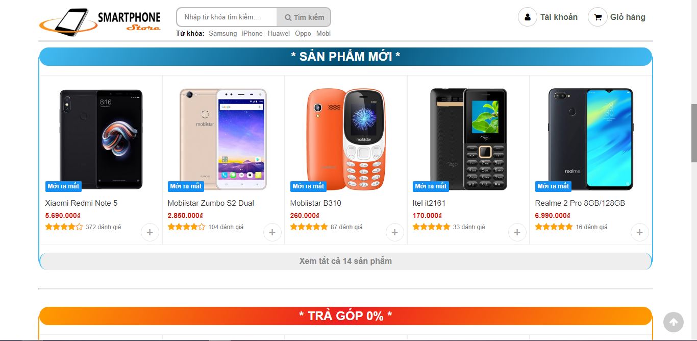 Code web bán hàng điện thoại di động html - css giao diện siêu đẹp